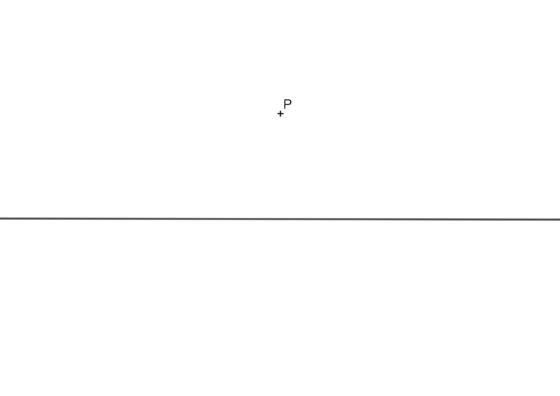 Perpendicular a una recta por un punto externo usando regla y compás. Ejercicio resuelto