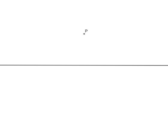 Perpendicular a una recta por un punto externo usando regla y compás. Ejercicio resuelto