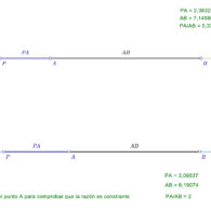 Series geometricas lineales - Razón simple de tres puntos