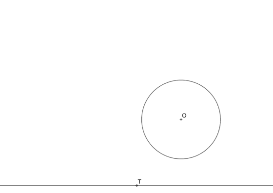Circunferencias tangentes a una circunferencia y una recta por un punto de la misma