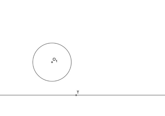 Circunferencias tangentes a una recta y una circunferencia conociendo el punto de tangencia sobre la recta