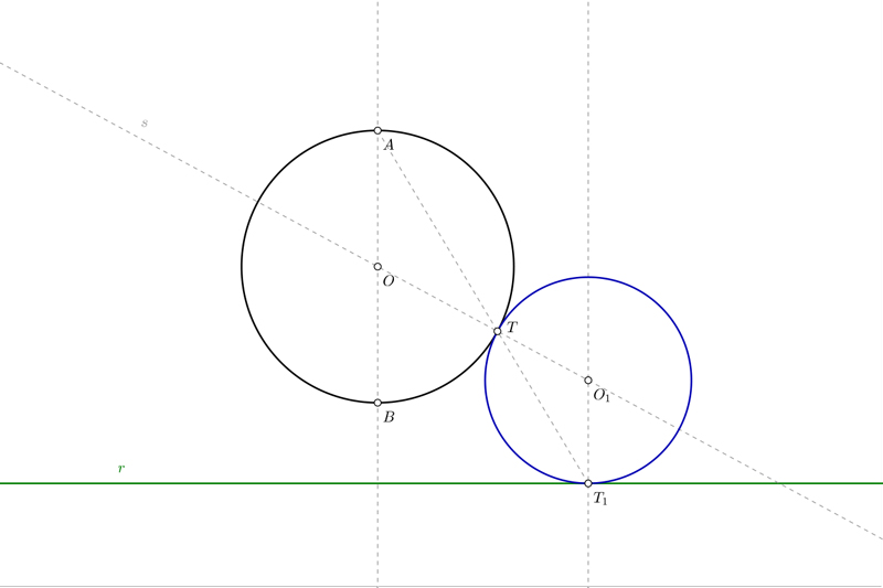 Circunferencias tangentes a una recta y una circunferencia usando inversión