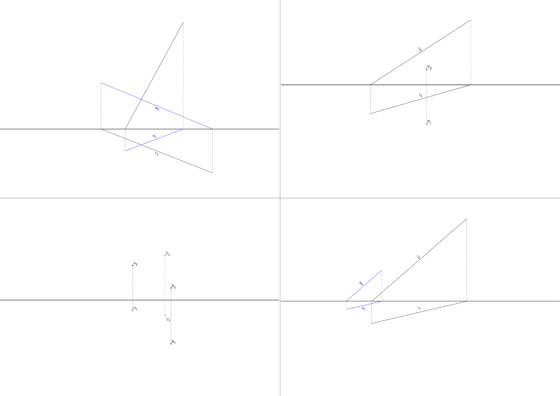 Ejercicios y problemas resueltos de como dibujar planos en diédrico y hallar sus trazas