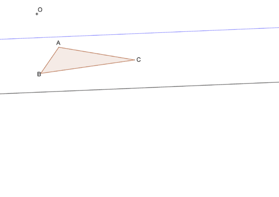 Hallar el triángulo homólogo a otro conociendo el eje, una recta límite y el centro de homología