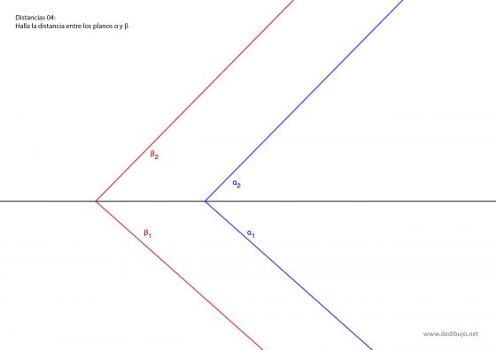 Hallar la distancia entre dos planos paralelos en sistema diédrico; ejercicio resueltos