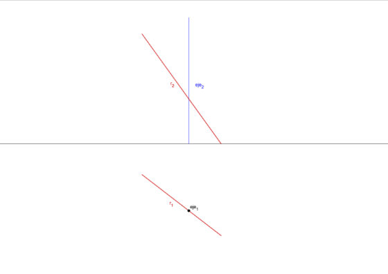 Giro de rectas en sistema diédrico cuando cortan al eje (ejercicio resuelto)