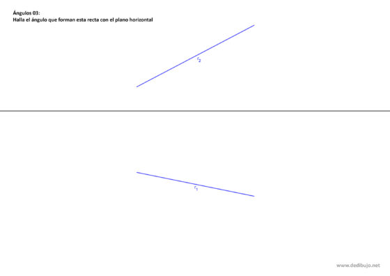 Como hallar el ángulo que forma una recta con el plano horizontal (ejercicio resuelto en diédrico)