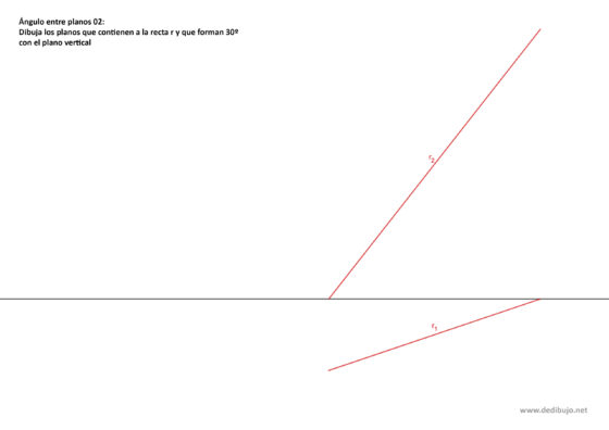 Plano que forma un ángulo α con el plano vertical y que contiene a la recta r