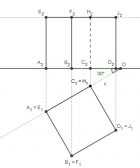 Hexaedro o cubo, sección principal y desarrollo en sistema diédrico, geometría y dibujo técnico.