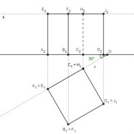 Hexaedro o cubo, sección principal y desarrollo en sistema diédrico, geometría y dibujo técnico.
