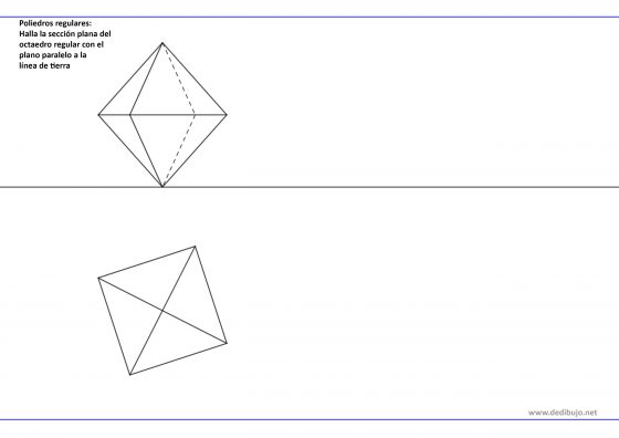Como hallar la sección plana producida por un plano paralelo a la línea de tierra con un octaedro en sistema diédrico
