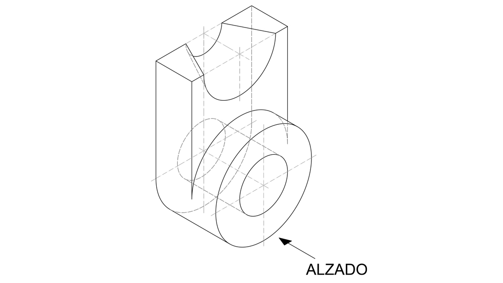 Figura 3D apta para ejercicios de normalización, acotación y secciones