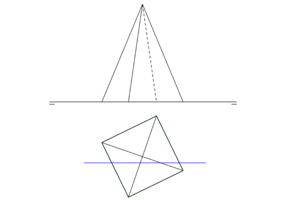 Intersección de una pirámide con un plano frontal